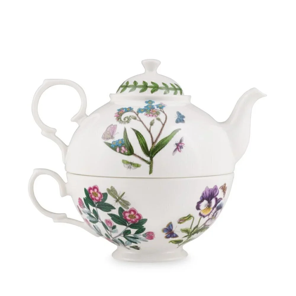 Portmeirion Botanic Garden Individual Teapot Cup Tea for One Set Porcelain 12oz